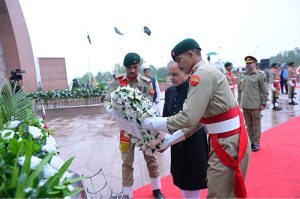 Prime Minister Muhammad Shehbaz Sharif attends flag hoisting ceremony at Pakistan Monument