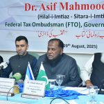 Federal Tax Ombudsman Dr. Asif Mahmood Jah addressing the Multan Chamber of Commerce and Industry (MCCI) members on the performance, reforms and achievements of the institution.