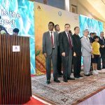 Sindh Governor Kamran Khan Tessori addresses the audience during a mango festival hosted by the Ministry of Foreign Affairs at a local hotel