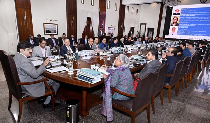 Sindh Chief Minister Syed Murad Ali Shah presides over a cabinet meeting at the CM House
