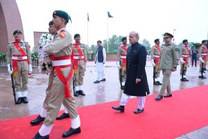 Prime Minister Muhammad Shehbaz Sharif attends flag hoisting ceremony at Pakistan Monument