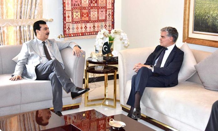 Chairman Senate, Syed Yousaf Raza Gilani in a meeting with Vicente Azpitarte Pérez member of the Senate of Spain