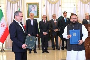 A ceremony of exchange of MoUs for various sectors between Pakistan and Iran