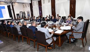 Sindh Chief Minister Syed Murad Ali Shah presides over a cabinet meeting at the CM House