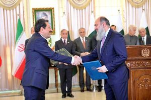 A ceremony of exchange of MoUs for various sectors between Pakistan and Iran