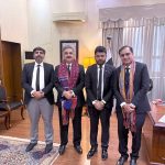 President and General Secretary Karachi District Bar Association called on Hon'ble Chief Justice of Pakistan at Supreme Court Bench Registry Karachi today 7.8.2025. Mr Sohail Ahmed Mashori, Addl Resident Secretary was also present in the meeting
