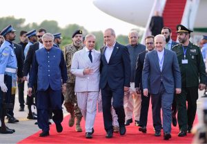Prime Minister Muhammad Shehbaz Sharif receives Dr. Seyed Ebrahim Raisi, President of the Islamic Republic of Iran and his delegation upon their arrival in Islamabad for a two-day official visit to Pakistan