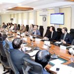 Federal Minister for Finance and Revenue, Senator Muhammad Aurangzeb, chairs a meeting of the Economic Coordination Committee (ECC) of the Cabinet at the Finance Division in federal capital