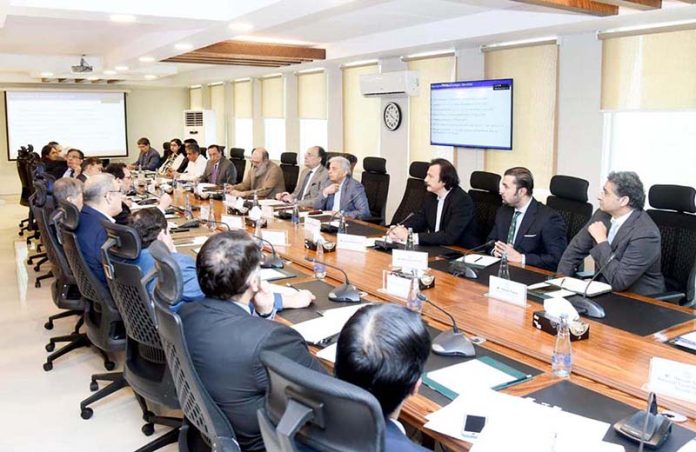 Federal Minister for Finance and Revenue, Senator Muhammad Aurangzeb, chairs a meeting of the Economic Coordination Committee (ECC) of the Cabinet at the Finance Division in federal capital