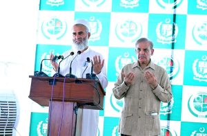 Prime Minister Muhammad Shehbaz Sharif offering fateha for the deceased in the recent torrential rains and floods in Khyber Pakhtunkhwa, Buner