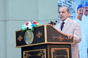 Prime Minister Muhammad Shehbaz Sharif addresses the ceremony of Prime Minister's capacity building initiative of 1000 agricultural graduates in China.