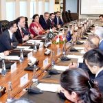 Senator Muhammad Aurangzeb, Federal Minister for Finance and Revenue, holding a meeting with Mr. Masato Kanda, President of the Asian Development Bank (ADB), at the Finance Division. Senior officials of the Ministry of Finance, Federal Board of Revenue, Ministry of Economic Affairs and top management from ADB, including Ms. Emma Fan, Country Director ADB Pakistan, were also present