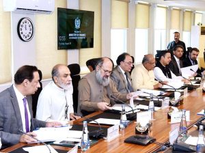 Federal Minister for Finance and Revenue, Senator Muhammad Aurangzeb, chairing a meeting of the Cabinet Committee on State-Owned Enterprises (CCoSOEs) at the Finance Division in federal capital