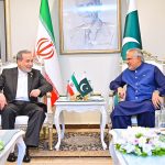 Deputy Prime Minister and Foreign Minister, Senator Mohammad Ishaq Dar, in a meeting with Iranian Foreign Minister, Seyyed Abbas Araghchi, at Ministry of Foreign Affairs