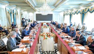 President of Islamic Republic of Iran H.E. Dr. Masoud Pezeshkian and Prime Minister of Islamic Republic of Pakistan Muhammad Shehbaz Sharif in a delegation level talks