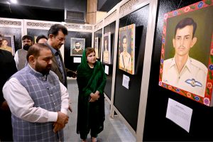 Federal Minister for National Heritage, Aurangzeb Khan Khichi and Parliamentary Secretary for Education, Heritage, and Culture, Ms. Farah Naz Akbar attending the cake-cutting ceremony in celebration of Marka-e-Haq and Independence Day of Pakistan at Lok Virsa