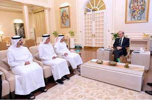Amb. Hamad Obaid Ibrahim Al-Zaabi, the outgoing Ambassador of the United Arab Emirates to Pakistan calls on Prime Minister Muhammad Shehbaz Sharif.