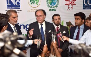Federal Minister for Finance Senator Muhammad Aurangzeb addressing the Consultative Workshop “ Unlocking Capital Market Potential for Banks” organized by Pakistan Banks Association (PBA) at local hotel.