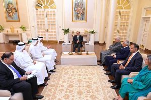 Amb. Hamad Obaid Ibrahim Al-Zaabi, the outgoing Ambassador of the United Arab Emirates to Pakistan calls on Prime Minister Muhammad Shehbaz Sharif.