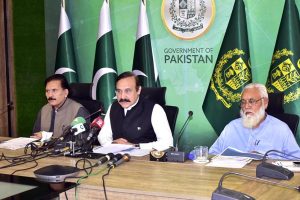 Federal Minister for Parliamentary Affairs, Dr. Tariq Fazal Chaudhary, holding presser along with the representatives of Utility Stores Corporation