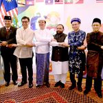 Federal Minister for National Heritage and Culture, Aurangzeb Khan Khichi and the representatives of ASEAN make hand chain at the “58 ASEAN Day” towards an inclusive & Sustainable ASEAN Future celebrated in a local hotel