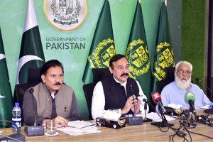 Federal Minister for Parliamentary Affairs, Dr. Tariq Fazal Chaudhary, holding presser along with the representatives of Utility Stores Corporation