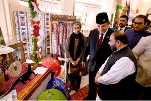 Federal Minister for National Heritage and Culture, Aurangzeb Khan Khichi and visits stalls at the “58 ASEAN Day” towards an inclusive & Sustainable ASEAN Future celebrated in a local hotel