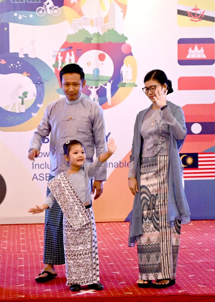 Representatives of the ASEAN countries participating in dress show at the “58 ASEAN Day” towards an inclusive & Sustainable ASEAN Future celebrated in a local hotel