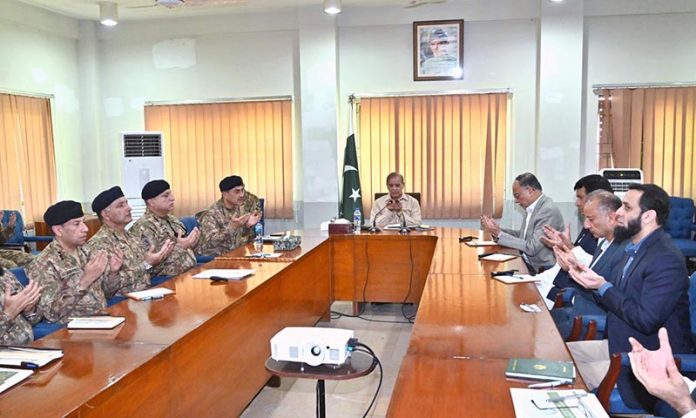 Prime Minister Muhammad Shehbaz Sharif, Cabinet Ministers, Field Marshal Syed Asim Munir NI(M) HJ, Chief of Army Staff offering fateha for the deceased during the recent torrential rains and floods in Khyber Pakhtunkhwa