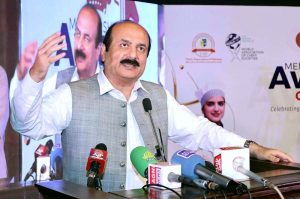 Chairman Prime Minister’s Youth Programme Rana Mashhood Ahmad Khan addresses the Chefs Association of Pakistan Membership Award Ceremony at COTHM