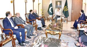A delegation from the Libyan Sovereign Fund (via LAFICO) calls on Chairman Senate, Syed Yousaf Raza Gilani, at Parliament House in the federal capital