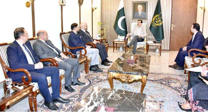 A delegation from the Libyan Sovereign Fund (via LAFICO) calls on Chairman Senate, Syed Yousaf Raza Gilani, at Parliament House in the federal capital