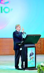Prime Minister Muhammad Shehbaz Sharif addresses a ceremony of the International Youth Day.