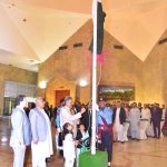 Hon'ble Chief Justice of Pakistan, Mr. Justice Yahya Afridi, hoists the national flag at the Supreme Court of Pakistan during a ceremony marking the 78th Independence Day of the Islamic Republic of Pakistan. The event was attended by Hon'ble Judges of the Supreme Court, the Registrar, officers and staff, as well as children from SOS villages Islamabad and Peshawar
