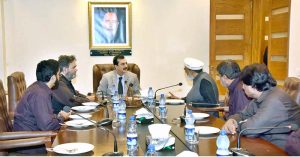 Chairman Senate, Syed Yousaf Raza Gilani, being briefed on the overall performance of ACM Group of Companies during his visit to Hattar Industrial Area