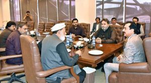 Chairman Senate, Syed Yousaf Raza Gilani, being briefed on the overall performance of ACM Group of Companies during his visit to Hattar Industrial Area