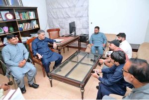 Chaudhry Tariq Subhani, Chairman Punjab Land Records Authority, (PLRA) is listening to the issues of the public at Verio House