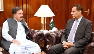 Governor Balochistan Sheikh Jaffar Khan Mandokhail calls on Speaker National Assembly Sardar Ayaz Sadiq at Parliament House.