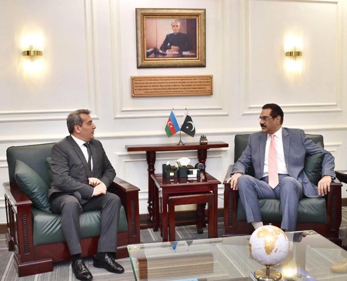 H.E. Mr. Khazar Fahadov, Ambassador of Azerbaijan, calls on Federal Minister for Defence Production, Muhammad Raza Hayat Harraj in Rawalpindi