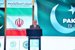 Deputy Prime Minister and Foreign Minister, Senator Mohammad Ishaq Dar, addressed the Pakistan-Iran Business Forum, in the presence of H.E. the President of Iran and the high-level accompanying delegation