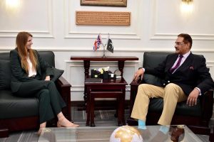 H.E Ms. Jane Marriott, British High Commissioner called on Muhammad Raza Hayat Harraj, Federal Minister for Defence Production.