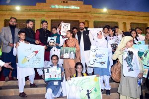 School students performance during "Marka E Haq, Independence Celebrations " at Governor House