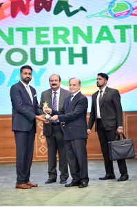 Prime Minister Muhammad Shehbaz Sharif presents awards for recognition of services in various sectors, of individuals from minority communities, at the ceremony on International Youth Day.