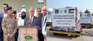 On directives of Prime Minister, Pakistan NDMA dispatched a special consignment of 100 tons for people of Gaza from Islamabad International Airport
