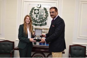 H.E Ms. Jane Marriott, British High Commissioner called on Muhammad Raza Hayat Harraj, Federal Minister for Defence Production.