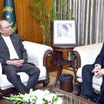 The Ambassador of Azerbaijan to Pakistan, Khazar Farhadov, calls on President Asif Ali Zardari, at Awan-e- Sadr
