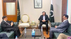 Special Assistant to the Prime Minister on Industries & Production, Haroon Akhtar Khan in a meeting with Chairman of Siana Group USA, M Ashraf Qazi at Ministry of Industries and Production.