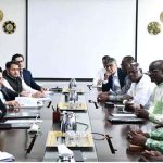 A high-level delegation from Burkina Faso, led by Yacouba Zabré Gouba, Minister of Energy, Mines, and Quarries, in a meeting with Federal Minister for Petroleum, Ali Pervaiz Malik
