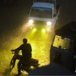 A view of heavy downpour experiencing in the city