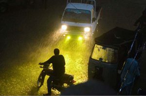 A view of heavy downpour experiencing in the city